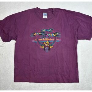 Vintage‎ Aztec Gildan Ultra Cotton  Native American Graphic T Shirt 90s Men's XL